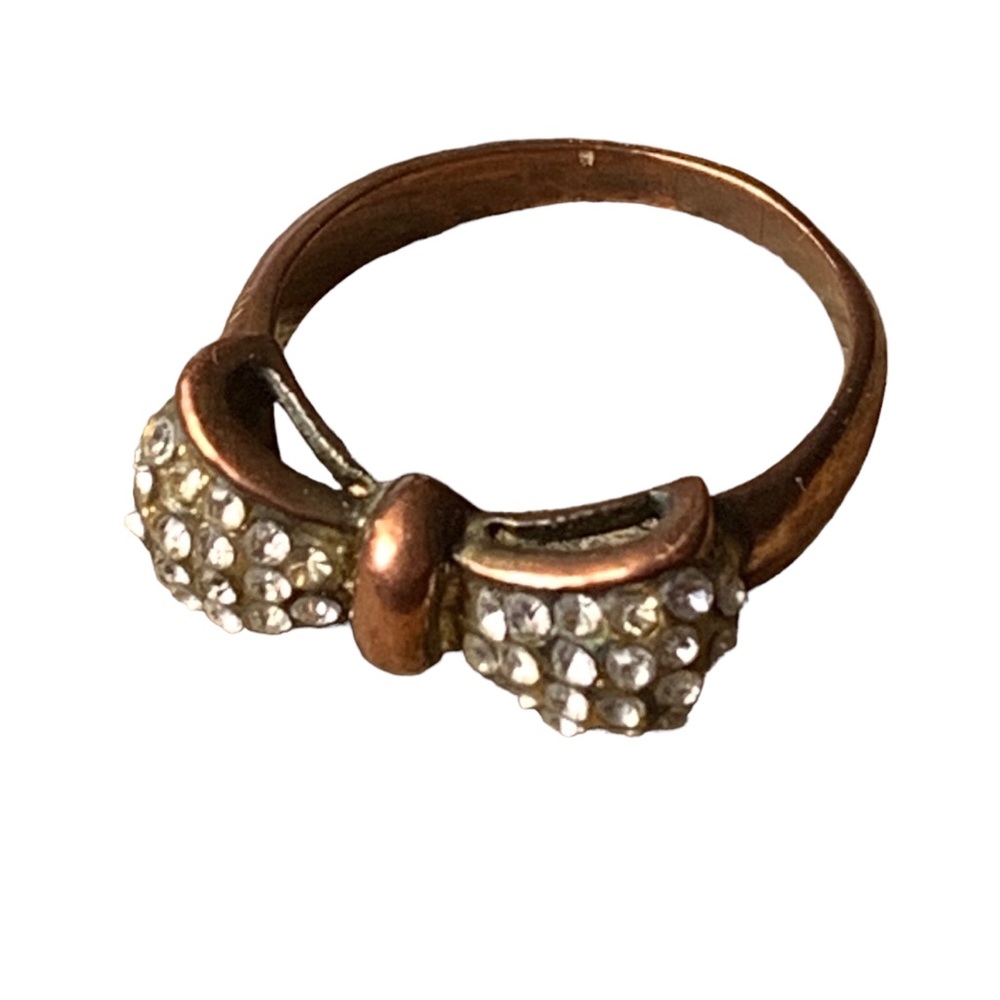 Vintage Copper & Cubic Zirconium Bow Ring Woman’s Jewelry
